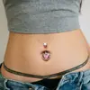 Nuevo producto de comercio electrónico transfronterizo europeo y americano: Anillo para piercing de ombligo con forma de corazón, mariposa y gatito, incrustado con circonita rosa