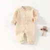 Roupas para Bebê Recém-Nascido para Primavera, Outono e Inverno, Macacão Quente Unissex de Algodão Puro, Macacão de Algodão Acolchoado com Abertura na Entreperna para Engatinhar, Roupa de Outono para Bebê