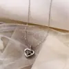 Collar Popular Transfronterizo de Acero de Titanio con Corazón de Múltiples Diamantes para Mujer, Colgante de Proyección en Forma de Corazón, Joyería Personalizable en 100 Idiomas