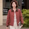 Chamarra de manga larga estilo mamá para mujer, con diseño de color contrastante, un cuello elegante, patrones en relieve y un corte holgado y moderno, perfecta para mujeres de mediana edad y mayores