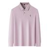 Polo de algodón para hombre 240g primavera 2025 nuevo logo de pony bordado algodón transpirable solapa manga larga camiseta hombre
