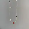 Colar elegante e fresco em estilo francês com pedras naturais e pérolas, doce e chique, corrente de clavícula moderna e de alta qualidade para mulheres