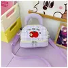 Bolso de Hombro Cuadros Bordado de Manzana Lindo Estilo Girly para Mujer, Bolso Cruzado Pequeño Dulce de Colores Dopamina para Viajes Infantiles