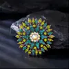 Broche de Flor de Diamante Completo Retro Creativo Europeo y Americano Transfronterizo Accesorios de Vestido de Alta Gama Broche Fijo Antiexposición para Mujer