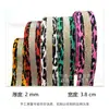 Popular Fita de Tecido para Comércio Exterior 3,8cm Estampa de Leopardo com Listras Intercoloradas Jacquard de Poliéster para Bolsas, Alças de Ombro, Bagagens e Mochilas