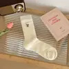 Calcetines sin costuras Zhuji para mujer, Primavera y Otoño, Algodón Puro, Calcetines de media pantorrilla, Antibacterianos, Malla transpirable, Bordados, Calcetines blancos holgados, Calcetines largos