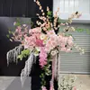 Nuevo arreglo floral de suelo para boda en serie rosa para decoración de fiesta de compromiso, arreglo floral de escenario de salón de bodas, decoraciones florales