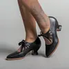 Plataforma Independiente de Amazon Comercio Exterior Transfronterizo Primavera 2025 Estilo Nuevo Europeo y Americano Huecos de Tacón Alto con Cordones Talla Grande Zapatos Casuales para Mujer
