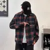 Camisa de manga larga a cuadros retro estilo americano, camisa de manga larga holgada para hombre para primavera y otoño, prenda exterior juvenil estilo japonés ins