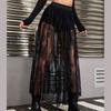 Roupas Femininas Transfronteiriças Europeias e Americanas Feitas Sob Medida Saia Longa de Gaze Preta e Branca Saia Transparente de Renda Gótica Escura