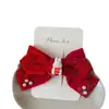Nuevo Pasador de Pelo Rojo Estilo Coreano con Lazo de Tela Hecho a Mano para Niños Pinza para Flequillo Lateral Bolas de Pelo Accesorios para el Cabello para Mujeres