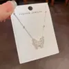 Moda Japonesa e Coreana Simples Prata Grossa Zircônia Borboleta Vazada Colar Exquisito Leve Luxo Versátil Alta Qualidade Super Brilhante Corrente para Clavícula