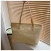 Bolso de mano portátil de paja de gran capacidad para mujer, bolso de playa tejido a mano, informal, para el hombro, 2024