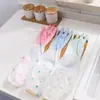 Variedade de luvas de limpeza domésticas de PVC bicolores, tigelas para lavar roupa, abertura com cordão, proteção de mão de camada única, inverno com mais veludo para manter aquecido