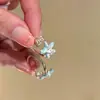 Anel Aberto de Concha de Molusco com Sal Marinho e Estrela do Mar Azul para Mulheres, Estilo Férias na Beira-Mar, Empilhável, Design de Nicho, Anel para Dedo Indicador