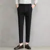 Pantalones de Traje de Seda Helada para Hombre, Pantalones Cortos Finos, Nuevos de Verano 2026, Corte Slim, Versátiles, Pierna Recta, Caída, Pantalones Casuales