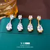 Pendientes de Zirconia con Forma de Gota Geométrica Estilo Coreano Ins, Exquisitos Pendientes de Lujo Ligero de Gama Alta, Pendientes Elegantes y con Estilo para Mujer