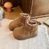 Botas de Nieve para Niños 2026 Invierno Más Vendido Niña Forro de Polar Grueso Cálido Zapatos de Algodón Moda Color Sólido Niños Botas de Algodón