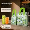 Bolsa térmica de tecido não tecido com folha de alumínio espessa com logotipo personalizado, customização de bolsa térmica de embalagem descartável para take-away de milk tea e bolo