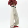 Llegada Nueva Primavera 2026 Pantalones Rectos Lavados de Corte Biselado Estilo Americano Sin Sombra Pantalones Vaqueros Blancos Casuales de Moda para Hombre