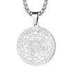 Escrituras Religiosas Europeas y Americanas Sello de los Siete Ángeles Colgante Nuevo Colgante de Runa para Hombre Collar Redondo de Acero Inoxidable Venta al por Mayor