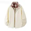 Chaqueta americana de aviador con solapa transfronteriza para hombre, abrigo de retazos a cuadros para otoño, top de pareja moderno estilo Hong Kong holgado