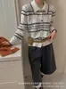 Cárdigan Retro de Punto Hueco con Solapas para Mujer, Estilo Coreano Holgado de Manga Larga, Elegante Top Nuevo para Primavera y Otoño