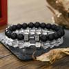 Pulsera Nueva de Cuentas Piedra Volcánica Turquesa Blanca Pulsera Mancuerna Joyería Europea y Americana Pulsera de Piedra Natural para Pareja Mujer