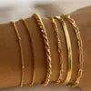 Pulseira transfronteiriça europeia e americana popular na Amazon, conjunto de pulseiras da moda com cinco peças, pulseira de corrente de metal personalizada para atacado