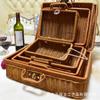 Fotografía Foto Regalo de Acompañamiento Caja Portátil de Ratán Tejido Caja de Regalo de Acompañamiento para Boda Caja de Regalo