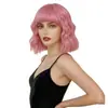 Peruca para Comércio Exterior do Aliexpress para Mulheres com Franja de Ar, Cachos de Lã, Cabelo Médio-Longo, Cachos Pequenos, Peruca de Fibra de Alta Temperatura, em Estoque Atacado