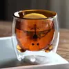 Taza de Doble Capa con Forma de Oso Engrosada del Fabricante, Taza Transparente de Vidrio de Borosilicato Alto de Colores, Taza de Doble Capa de Dibujos Animados para Café y Leche en Casa