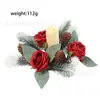 Ornamento de guirlanda porta-velas de flores de Natal transfronteiriço, guirlanda porta-velas de Natal, decoração de suporte de velas, decoração de arte em ferro para mesa e janela