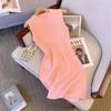 Vestido tipo suéter sin mangas de punto jacquard con falda elástica y corte entallado para mujer con temperamento de hermana pequeña