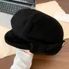Sombrero Bombín de Ala Ancha con Hebilla Metálica Dulce Japonés para Mujer Otoño Invierno Moda Retro Versátil Boina Sombrero Octagonal