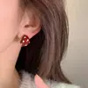 Pendientes Ankora de Puntos Rojos para Mujer 2025 Nuevo Diseño de Nicho Pendientes de Gama Alta Esmalte Goteante Pendientes que No se Desvanecen