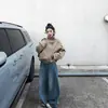 Estudiantes Británicos en el Extranjero Diseñan Chaquetas Retro Coreanas de Doble Fila con Elegantes Cortavientos Cortos de Alta Gama Chic para Mujer