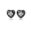 Pendientes de tachuela de trébol de cuatro hojas de esmalte blanco y negro Wind con circonita Personalidad única Sensación de alta gama Pendientes de joyería para el oído de estilo fresco de nicho