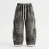 Jeans de Pierna Ancha con Salpicaduras Pintados a Medida para Hombre Jeans de Pierna Ancha con Múltiples Bolsillos Estilo Graffiti para Hombre Jeans para Hombre de Marca Trendy Americana