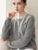 Nuevo Otoño/Invierno 2026 Cardigan de Punto 100% Cachemira Cuello Redondo Manga Larga Bloque de Color Jacquard Caballo Pequeño Suéter de Cachemira Mujer
