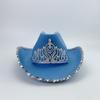 Corona Púrpura Halloween Carnaval Fiesta Mascarada Actuación Escénica Diamante Colgante Plateado Sombrero de Vaquero Occidental