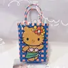 Bolsa Tejida Nueva de Fábrica Bolsa Cuadrada Pequeña Bolsa de Cesta de Plástico para Verduras Color Cesta Pequeña Coincidencia de Foto Bolsa de Playa Bolsa de Mujer