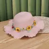 Sombrero de Paja para Niños Verano Corona Floral Lindo Sombrero de Playa Ondulado Protección Solar para Exteriores Viajes Sombrero de Pescador de Ala Ancha