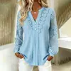 2026 Verano Nueva Ropa Femenina Europea y Americana Transfronteriza Elegante para el Trabajo Color Sólido Cuello en V Blusa de Encaje