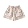 Pantalones cortos de trabajo de verano estilo americano, tridimensionales, con bolsillos grandes para mujer, secado rápido, ligeros, cintura elástica, informales, adelgazantes, de pierna ancha