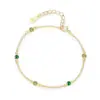 Pulsera de Plata de Ley S925 Nueva Retro Verde con Cuentas Redondas Pequeñas para Mujer Diseño de Nicho Oro Joyería de Alta Gama Pulsera