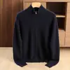Casaco de cashmere com zíper e gola alta, espesso, solto, casual, para jovens e meia-idade, outono e inverno, novo cardigã de tricô
