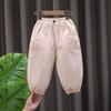 Calça de Verão Larga Infantil Calça de Menina Verão Solta Calça Anti-mosquito Calça Esportiva de Menina Calça Fina Cabelo da Moda
