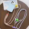 Estilo INS cuerda de colores dopamina pompón de pelo teléfono móvil bandolera moda llavero simple bolsa cordón largo creativo