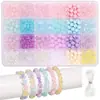 Conjunto de Contas Acrílicas Coloridas Coração Estrela Flor Redonda para Pulseira Colar Artesanal DIY Acessórios de Joias